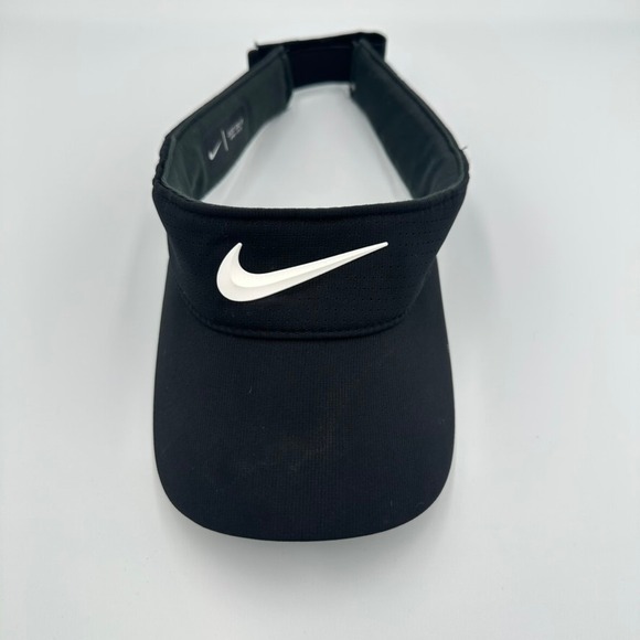 Nike Visor Women's Black Golf Tennis Running Adjustable Swoosh Hat Cap - Picture 1 of 3